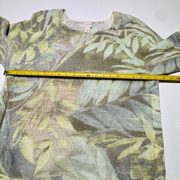 Chicos‎ Tropical Texture Marianne Pullover Tunic Sweater Green Botanical Print 2 - Picture 6 of 9